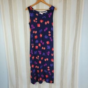 Vintage R&K Floral Sleeveless Midi Dress  Blue Size 8‎ Hawaiian Colorful Modest
